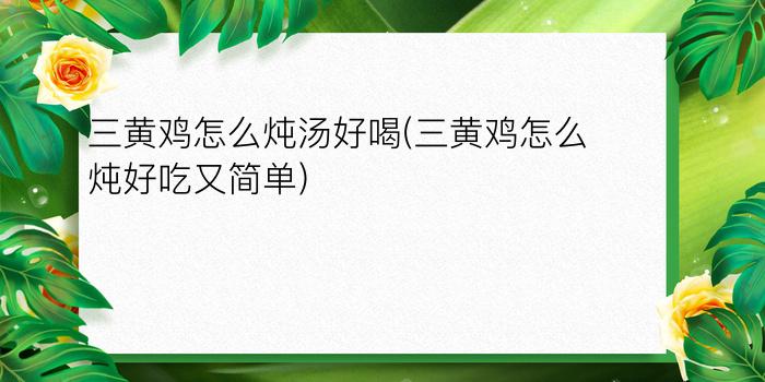 三黄鸡怎么炖汤好喝(三黄鸡怎么炖好吃又简单)