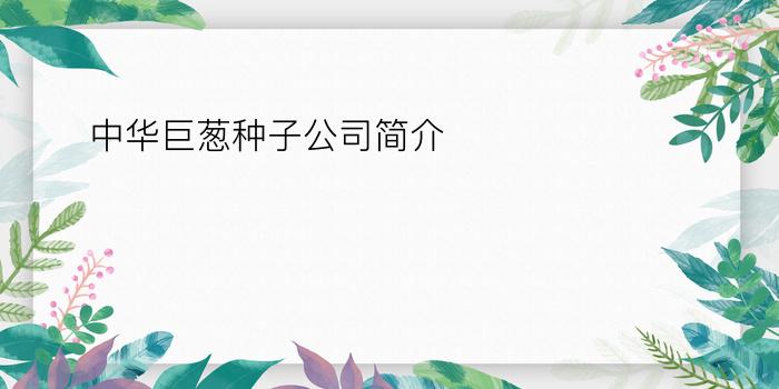 中华巨葱种子公司简介