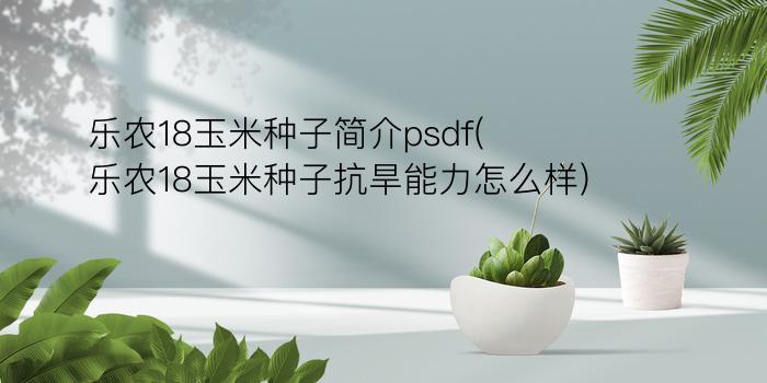 乐农18玉米种子简介psdf(乐农18玉米种子抗旱能力怎么样)