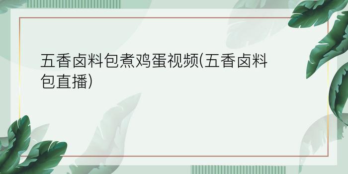 五香卤料包煮鸡蛋视频(五香卤料包直播)