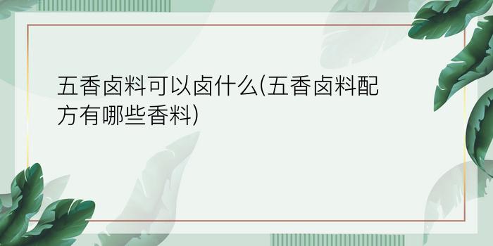 五香卤料可以卤什么(五香卤料配方有哪些香料)