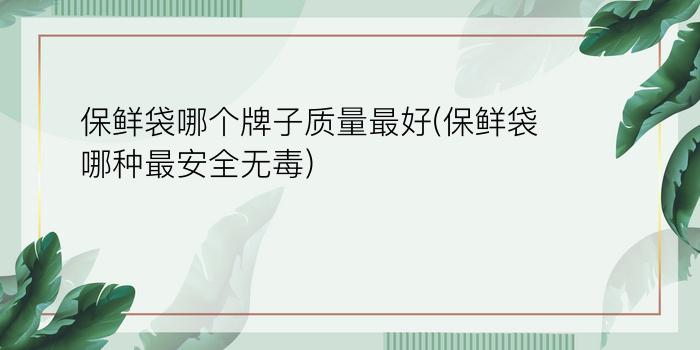 保鲜袋哪个牌子质量最好(保鲜袋哪种最安全无毒)