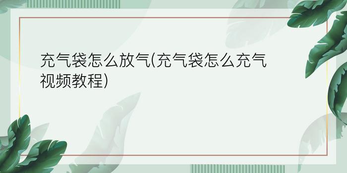 充气袋怎么放气(充气袋怎么充气视频教程)