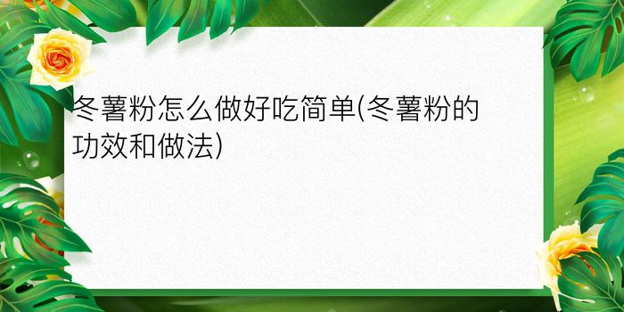 冬薯粉怎么做好吃简单(冬薯粉的功效和做法)