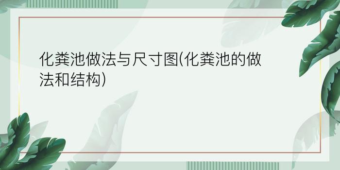 化粪池做法与尺寸图(化粪池的做法和结构)