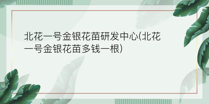 北花一号金银花苗研发中心(北花一号金银花苗多钱一根)