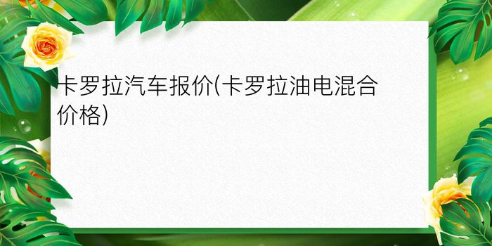 卡罗拉汽车报价(卡罗拉油电混合价格)