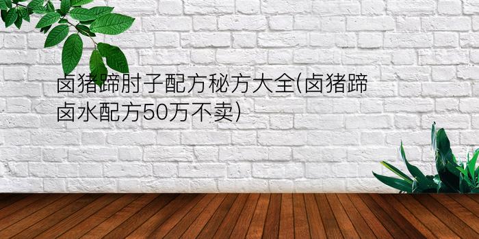 卤猪蹄肘子配方秘方大全(卤猪蹄卤水配方50万不卖)