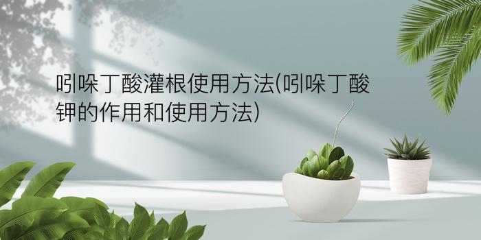 吲哚丁酸灌根使用方法(吲哚丁酸钾的作用和使用方法)