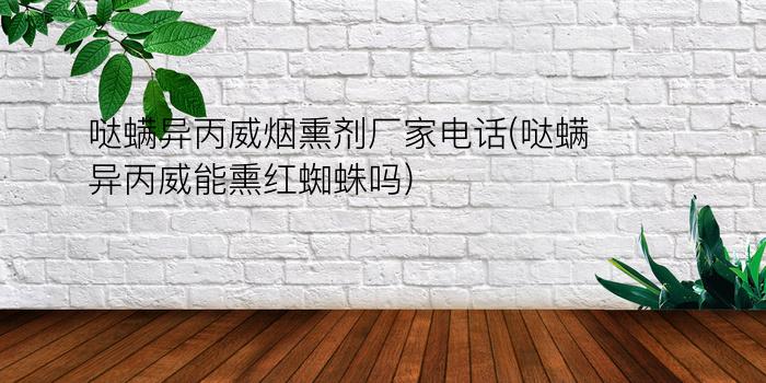 哒螨异丙威烟熏剂厂家电话(哒螨异丙威能熏红蜘蛛吗)