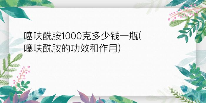 噻呋酰胺1000克多少钱一瓶(噻呋酰胺的功效和作用)