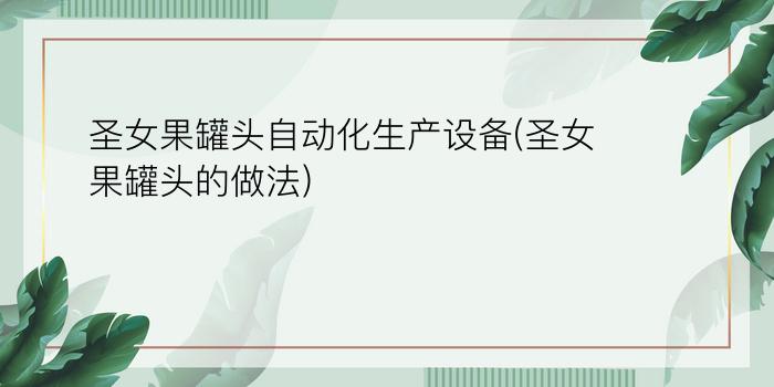 圣女果罐头自动化生产设备(圣女果罐头的做法)