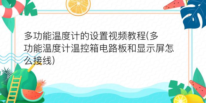 多功能温度计的设置视频教程(多功能温度计温控箱电路板和显示屏怎么接线)