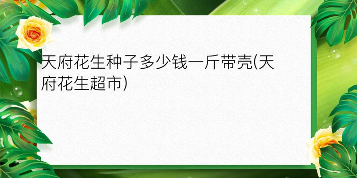 天府花生种子多少钱一斤带壳(天府花生超市)