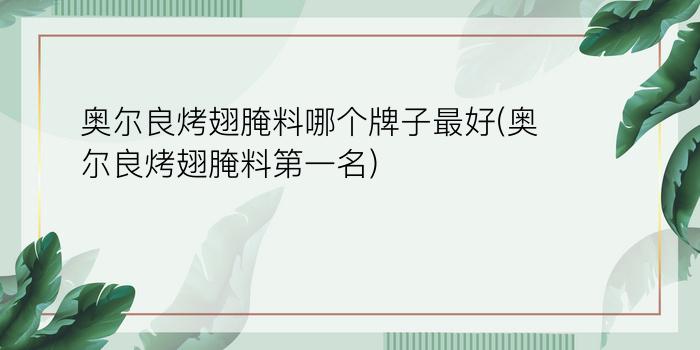 奥尔良烤翅腌料哪个牌子最好(奥尔良烤翅腌料第一名)