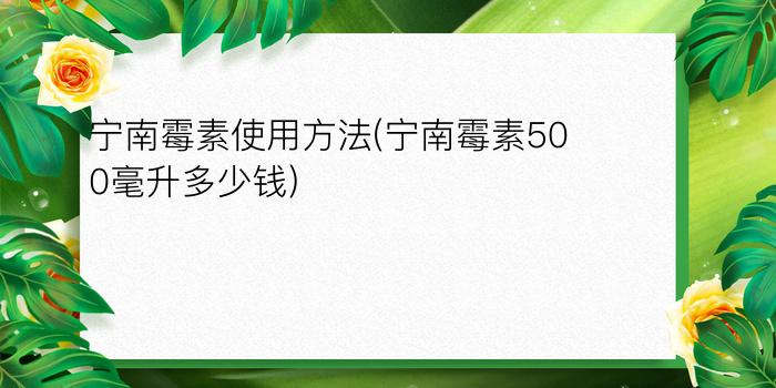 宁南霉素使用方法(宁南霉素500毫升多少钱)