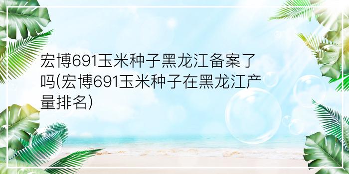 宏博691玉米种子黑龙江备案了吗(宏博691玉米种子在黑龙江产量排名)