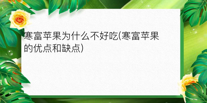 寒富苹果为什么不好吃(寒富苹果的优点和缺点)