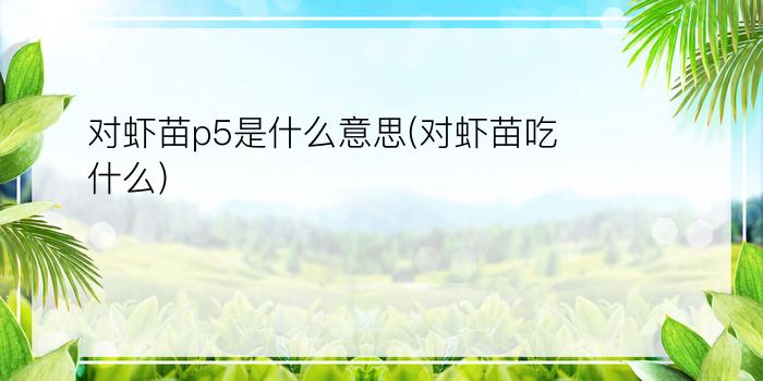 对虾苗p5是什么意思(对虾苗吃什么)