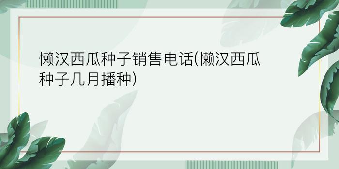 懒汉西瓜种子销售电话(懒汉西瓜种子几月播种)