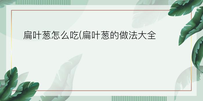 扁叶葱怎么吃(扁叶葱的做法大全)