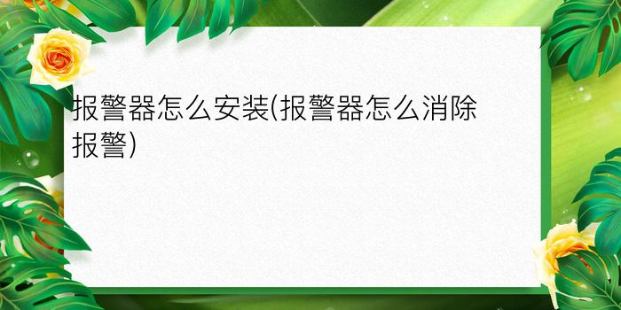 报警器怎么安装(报警器怎么消除报警)