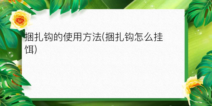 捆扎钩的使用方法(捆扎钩怎么挂饵)