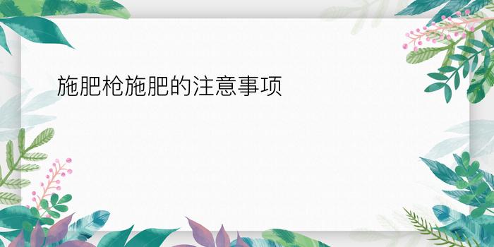 施肥枪施肥的注意事项