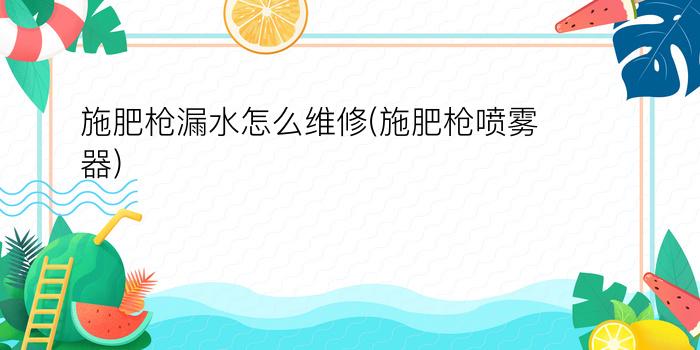 施肥枪漏水怎么维修(施肥枪喷雾器)