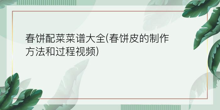 春饼配菜菜谱大全(春饼皮的制作方法和过程视频)