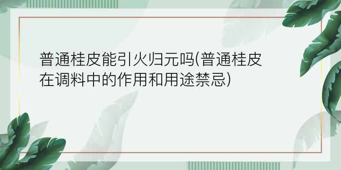 普通桂皮能引火归元吗(普通桂皮在调料中的作用和用途禁忌)