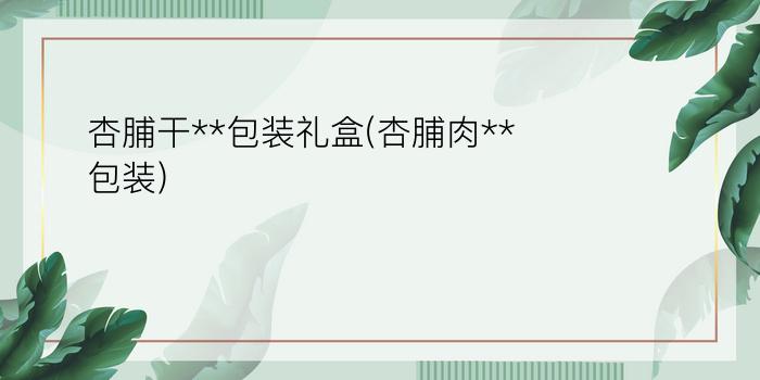 杏脯干**包装礼盒(杏脯肉**包装)