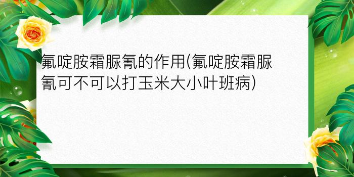 氟啶胺霜脲氰的作用(氟啶胺霜脲氰可不可以打玉米大小叶班病)