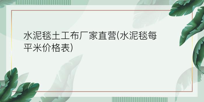 水泥毯土工布厂家直营(水泥毯每平米价格表)