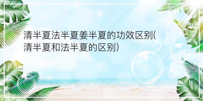 清半夏法半夏姜半夏的功效区别(清半夏和法半夏的区别)