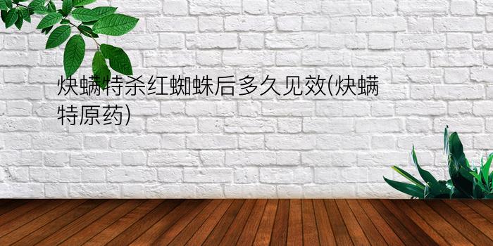 炔螨特杀红蜘蛛后多久见效(炔螨特原药)