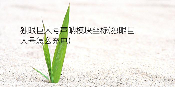 独眼巨人号声呐模块坐标(独眼巨人号怎么充电)