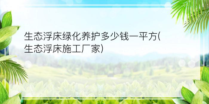 生态浮床绿化养护多少钱一平方(生态浮床施工厂家)