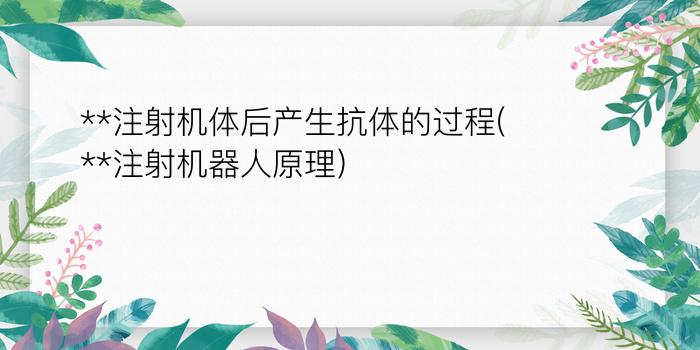 **注射机体后产生抗体的过程(**注射机器人原理)