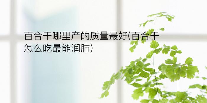 百合干哪里产的质量最好(百合干怎么吃最能润肺)