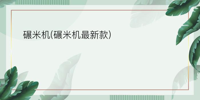 碾米机(碾米机最新款)