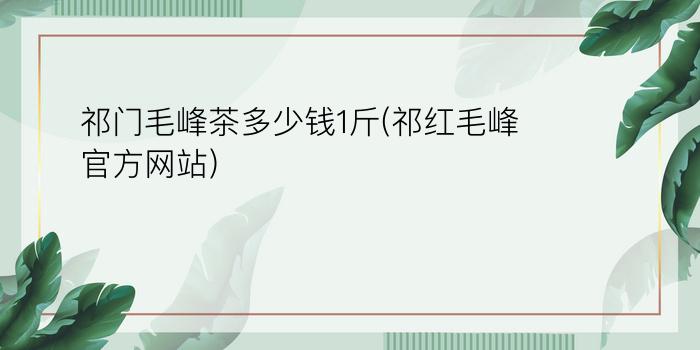 祁门毛峰茶多少钱1斤(祁红毛峰官方网站)