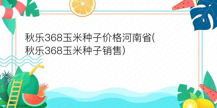 秋乐368玉米种子价格河南省(秋乐368玉米种子销售)