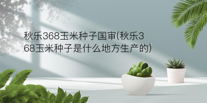 秋乐368玉米种子国审(秋乐368玉米种子是什么地方生产的)