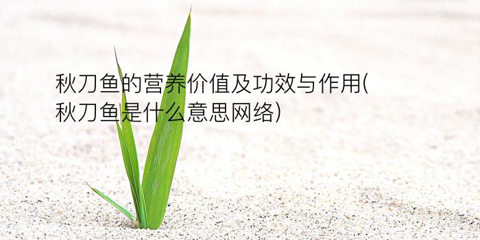 秋刀鱼的营养价值及功效与作用(秋刀鱼是什么意思网络)