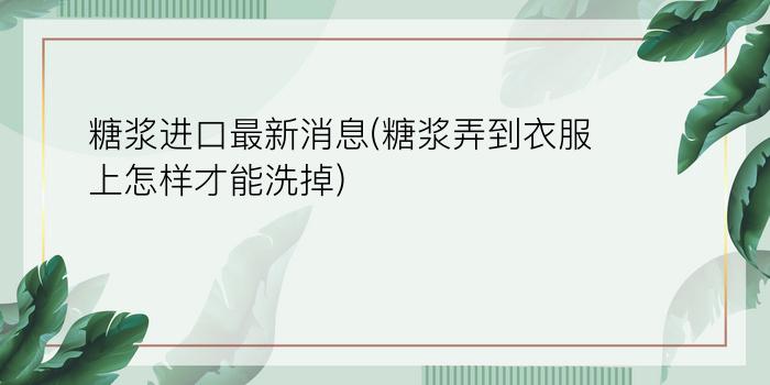 糖浆进口最新消息(糖浆弄到衣服上怎样才能洗掉)