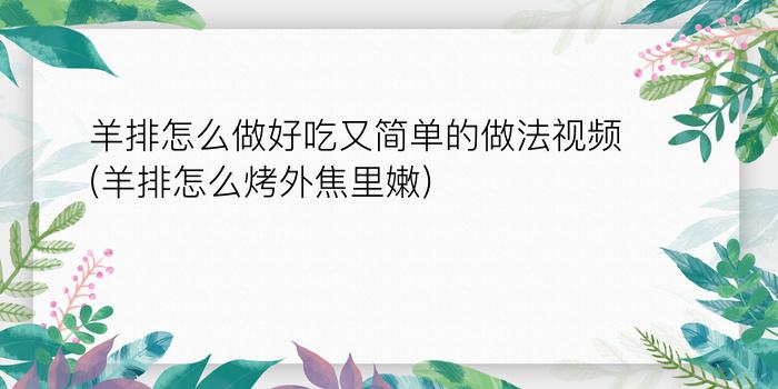 羊排怎么做好吃又简单的做法视频(羊排怎么烤外焦里嫩)