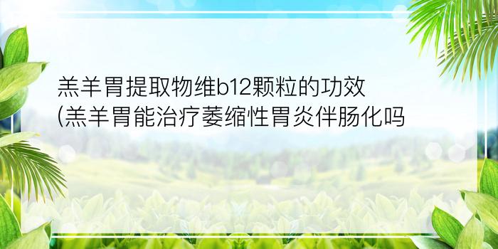 羔羊胃提取物维b12颗粒的功效(羔羊胃能治疗萎缩性胃炎伴肠化吗)