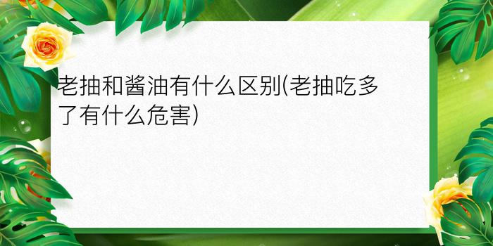 老抽和酱油有什么区别?(老抽吃多了有什么危害)