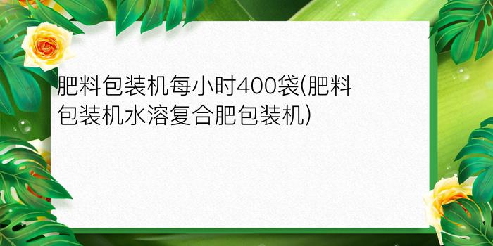 肥料包装机每小时400袋(肥料包装机水溶复合肥包装机)